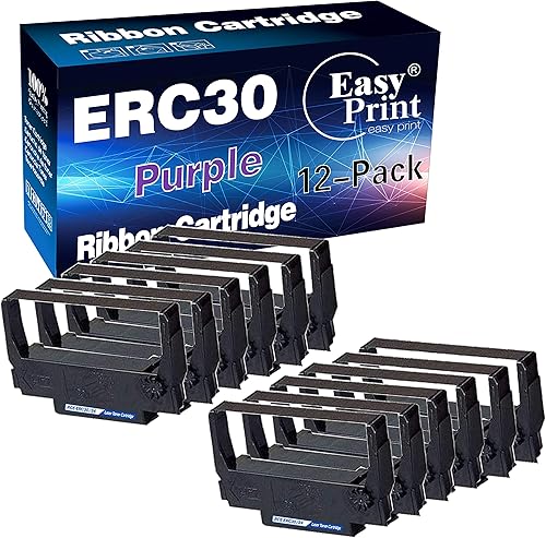Paquete de 12 cintas ERC-30 ERC 30 34 38 compatibles con Epson M119 M119B M119D M133A M270 M17-JB M52-JB TM-U325 TM-U370 TM-U375 TM-200 TM-200