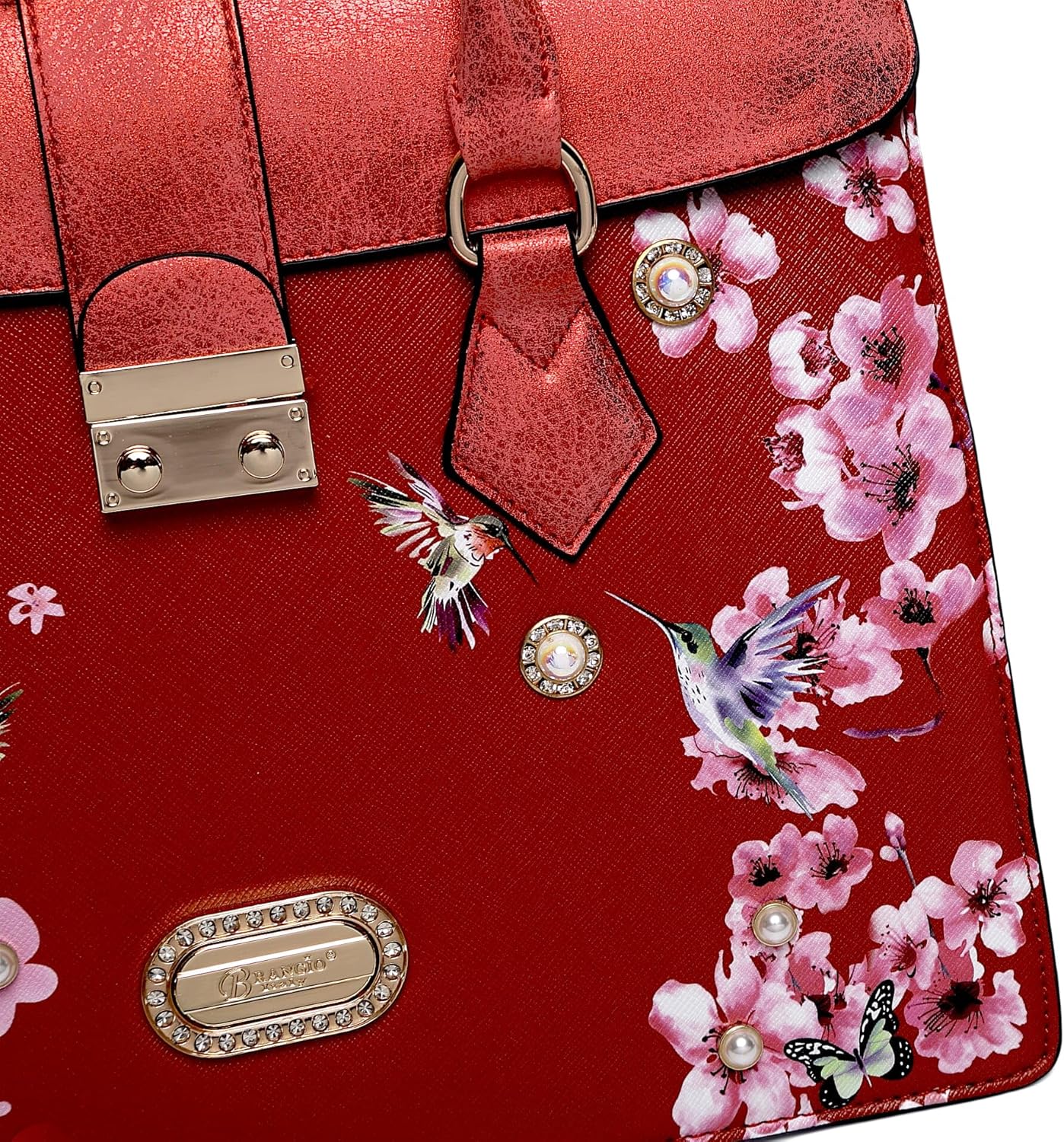 Blossom Flower-Bird Crystal Handbag w/Hand-Painted Hummingbird, Adjustable StrapTop Handles |USA Corp Ships From LA - Image 6