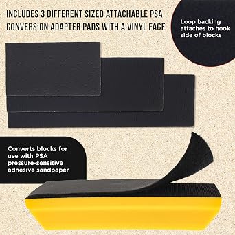 Dura-Gold Pro Series Classic Rectangle Hand Sanding Block Kit with 3 Blocks، 5 & quot؛، 7-3 / 4 & quot؛ و 10 & quot؛ تعيين ، هوك & أمبير; حلقة النسخ الاحتياطي و PSA Sandpaper محول محول - طلاء السيارات إعداد النجارة الرمل