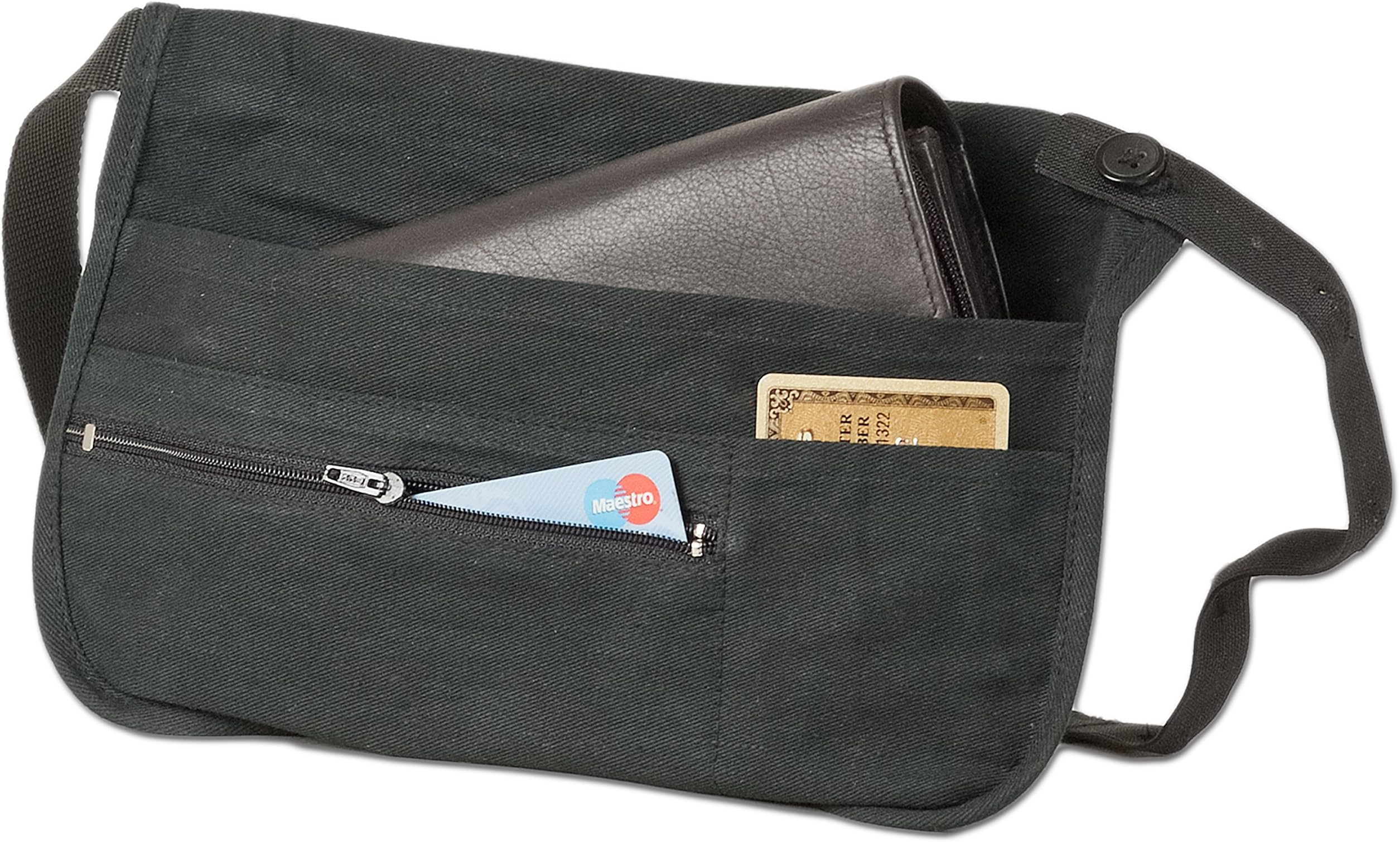 Cheap waiter waist bag, made from cotton in landscape mode in black