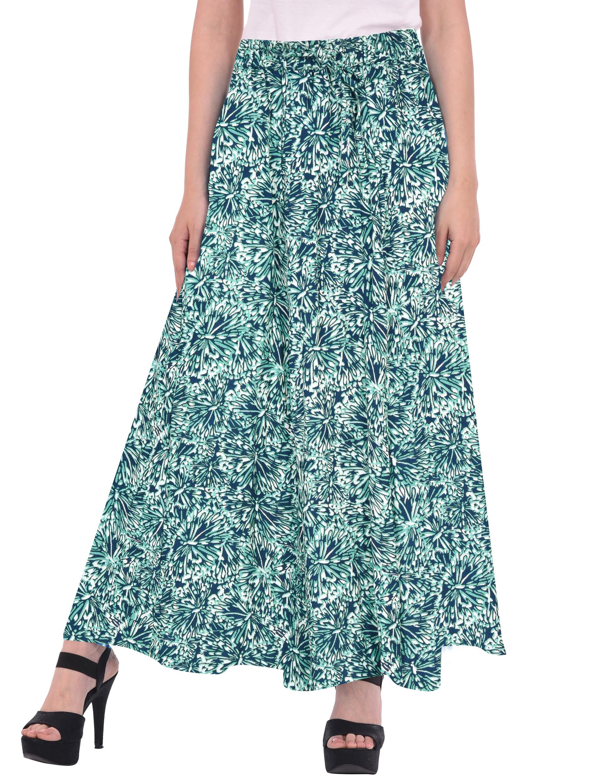 cotton breeze Women's Rayon Long Skirt (FP335) Black-picture-21