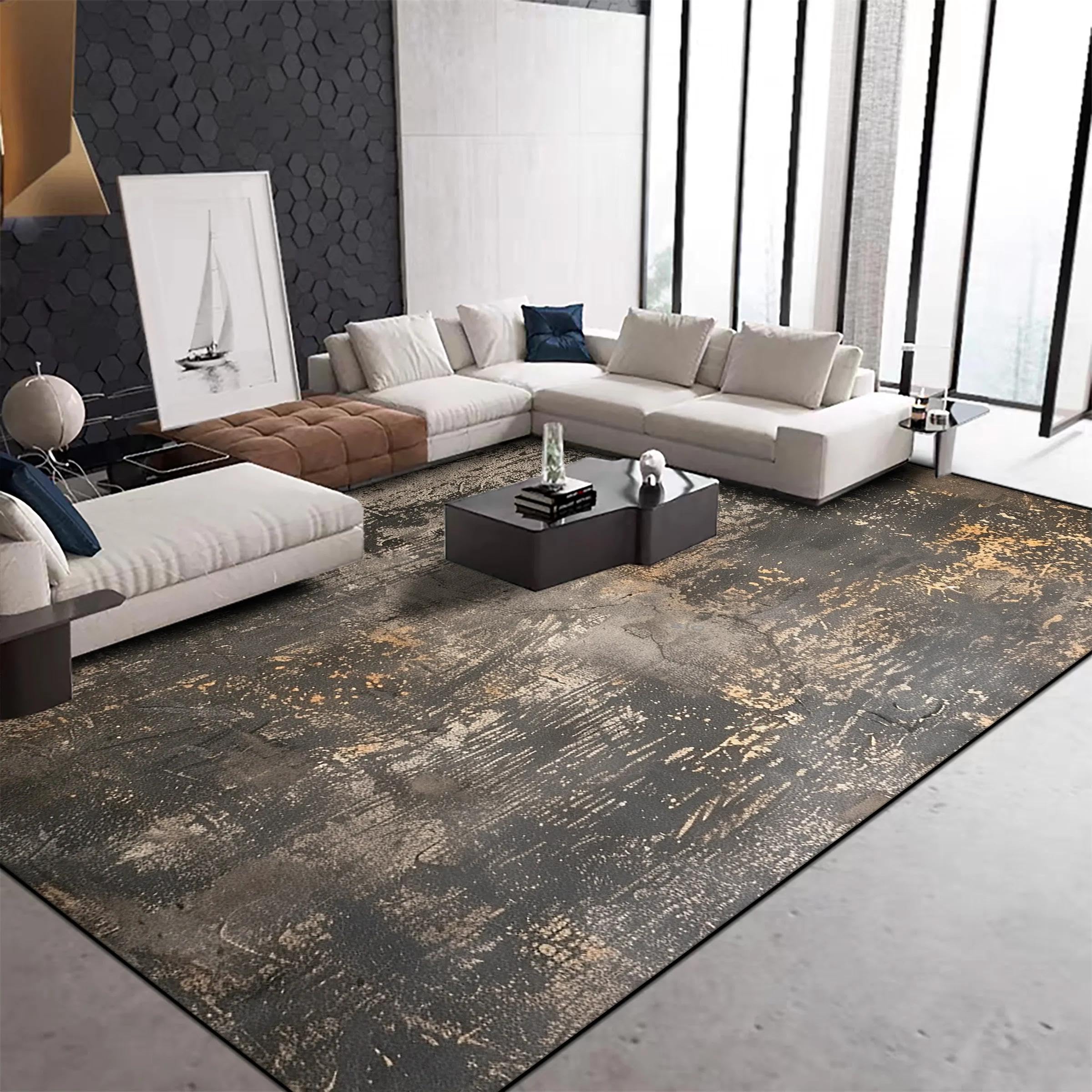 Tapis abstrait moderne 160x230 cm grand format pour salon chaleureux et chambre
