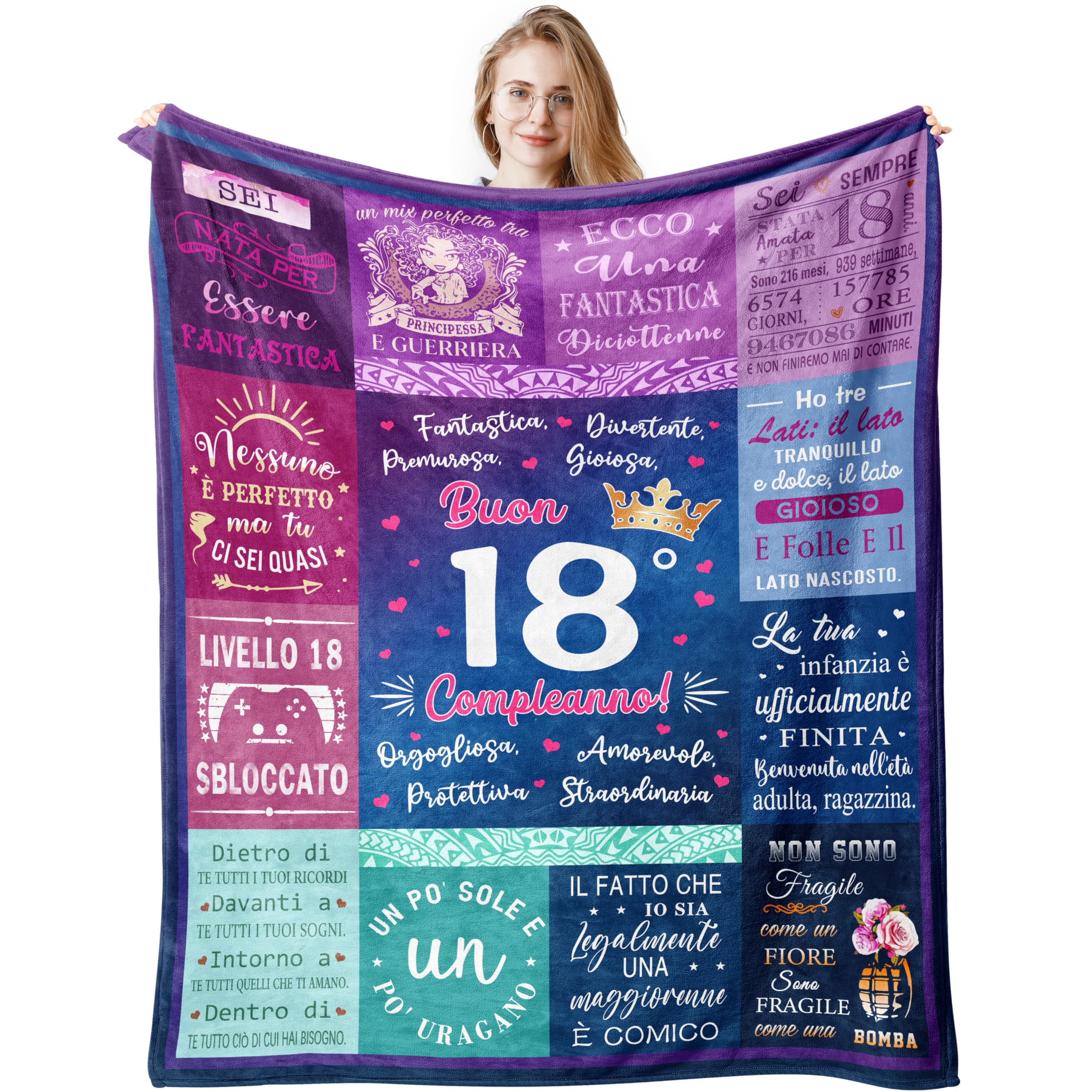 18 Anni Compleanno Donna, Regalo Donna 18 Anni, Buon 18° Compleanno, Regalo Di Compleanno Migliore Amica/Figlia/Sorella, Idee Regalo Compleanno, Laurea,Natale per Ragazza, Regalo 18 Coperta 130x150CM