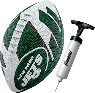 Franklin Sports NFL New York Jets Football - Youth Football - Mini 8.5" Rubber Football - Perfect for Kids - Team Logos and Colors!, Black, 70153F25Z