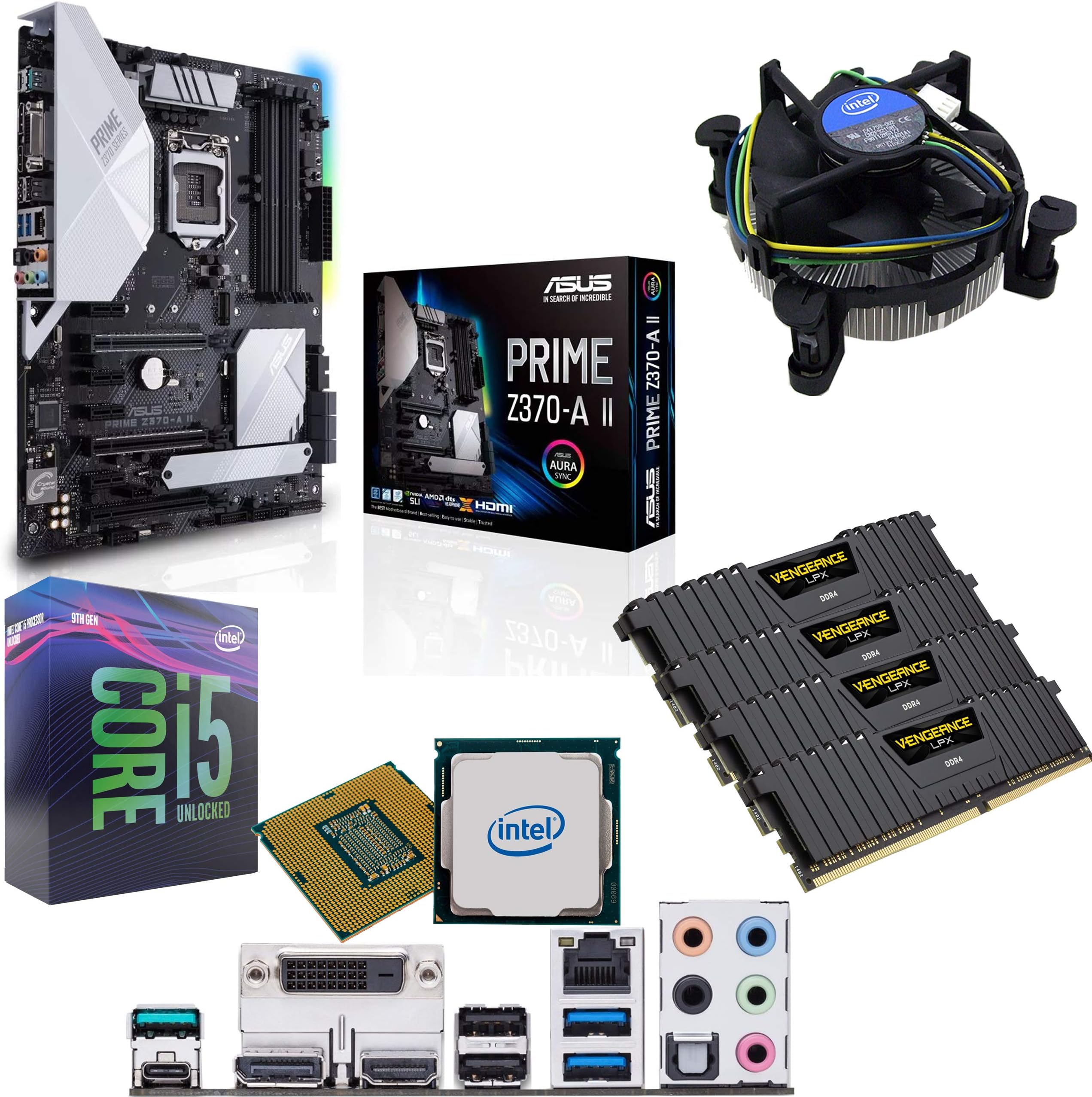 Components4All Intel Coffee Lake Core i5 9600K 3.7GHz (4.6GHz Turbo) CPU, ASUS Prime Z370-A II Motherboard & 32GB 3000MHz Corsair DDR4 RAM Pre-Built Bundle