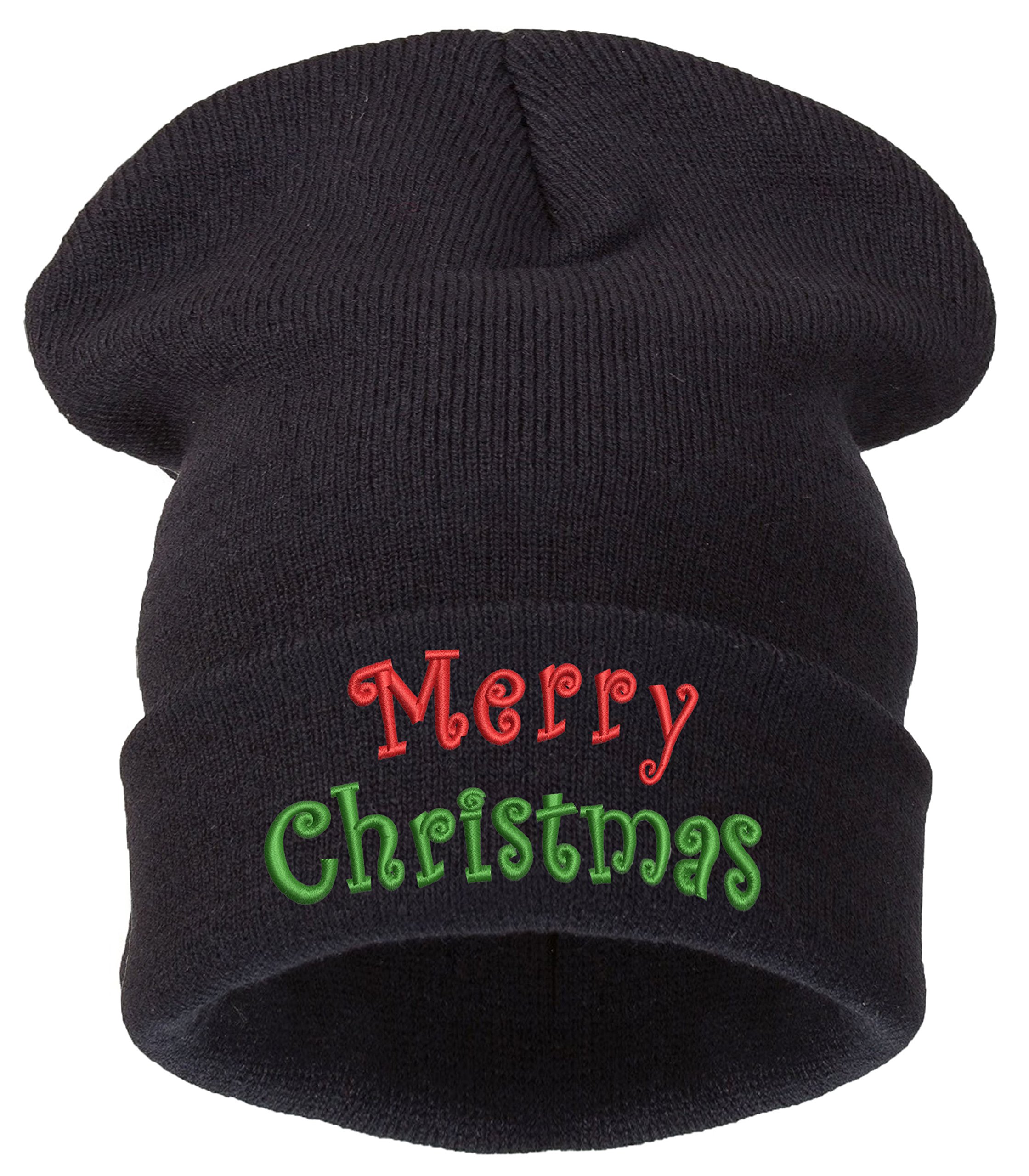 4Sold Women's Merry Christmas Black Xmas Hats Merry Christmas Hat Beanie Hat Mens Beanie (Merry Christmas Black)