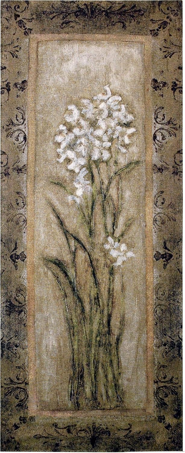 Paperwhite II by Mindeli | Woven Tapestry Wall Art Hanging | White Blooming Narcissus Bulbs | 100% Cotton USA Size 53x22