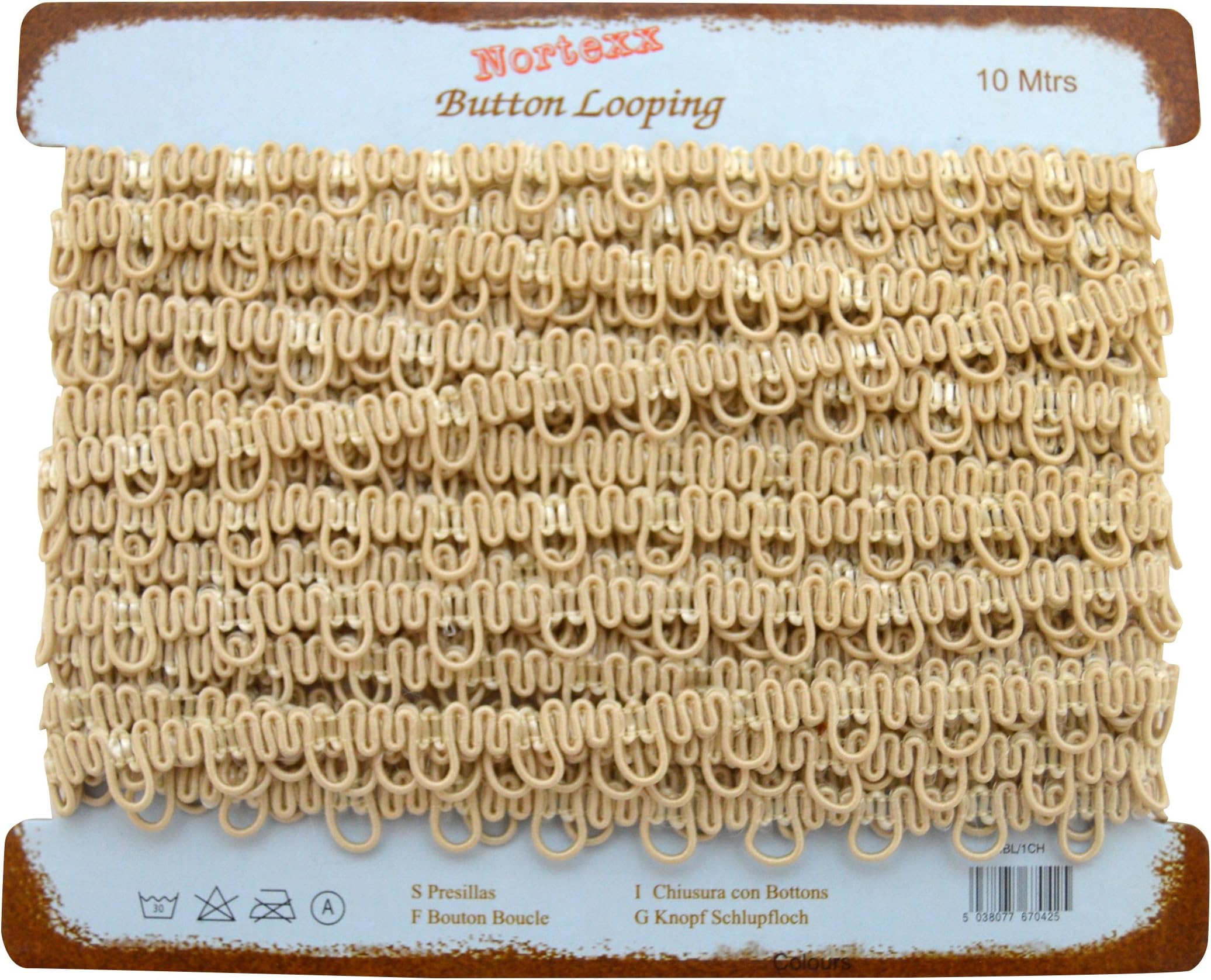 NortexxButton hole looping-Beige 10mm spacing, Polyester blend, 17 x 15 x 2 cm