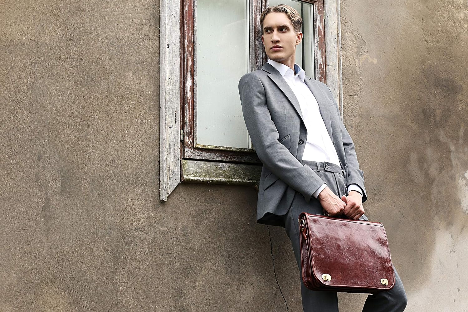 🔥 Cаѕhbасk uр tо 70% Leather Briefcase for Men Italian Handcrafted Full Grain Messenger Bag for Laptop Dark Brown - Time Resistance