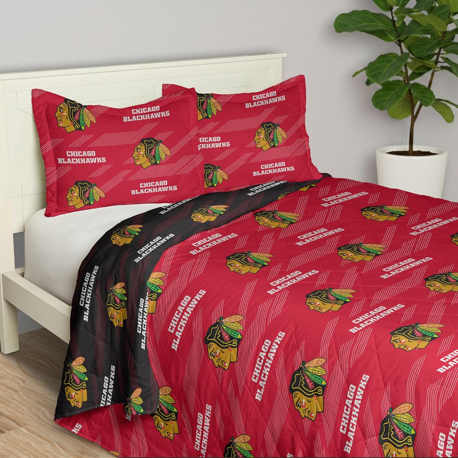 Northwest NHL Quilted Throw Blanket with 2 Shams, Soft Cozy Bedding, All Seasons, 90 x 90 inches