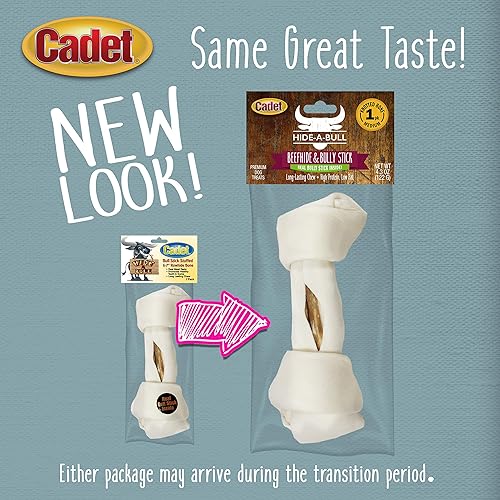 Miniatura 5 de Cadet Hide-a-Bull - Hueso de cuero crudo y palo de toro para perros de 9 a 10 pulgadas