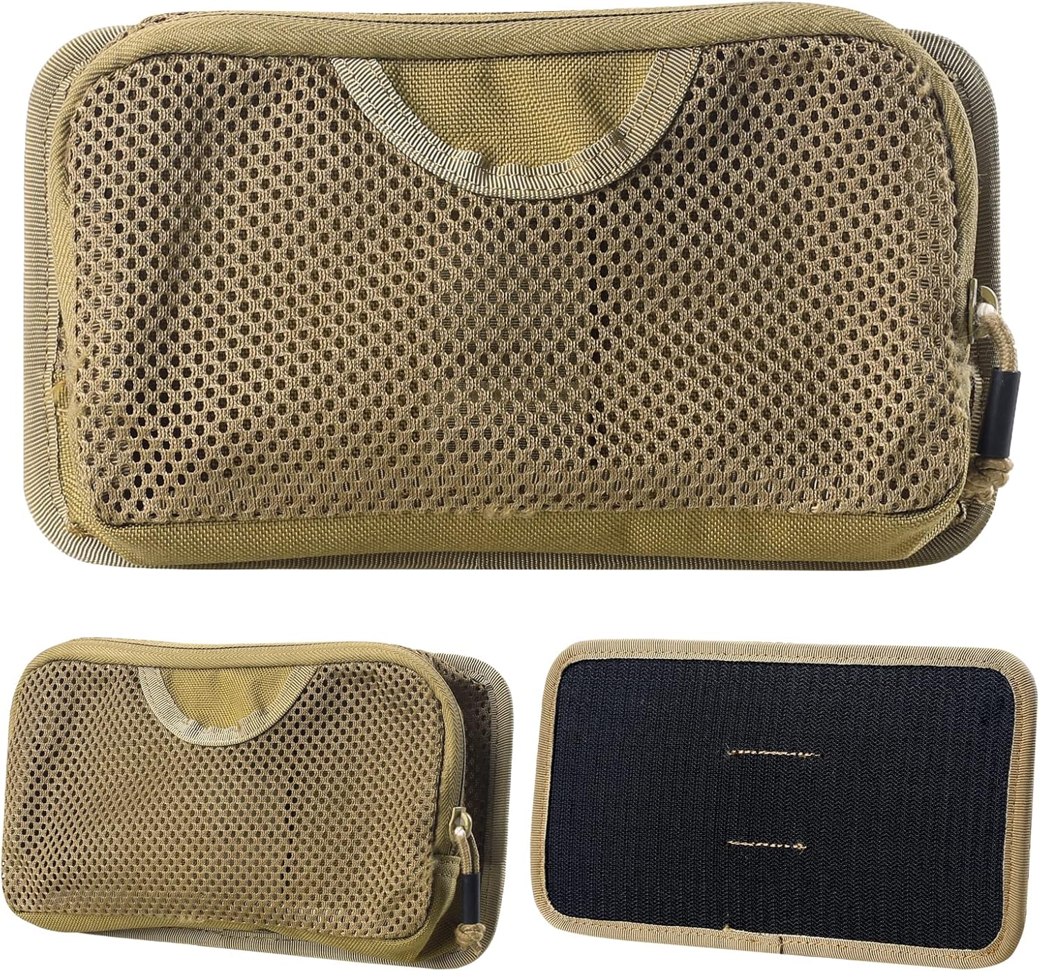 LIVANS Tactical Mesh Zipper Pouch, Modular Insert Panel Organizer EDC Utility Storage Pocket with Hook-N-Loop Fasteners for Backpack Bag Accessories - Image 3