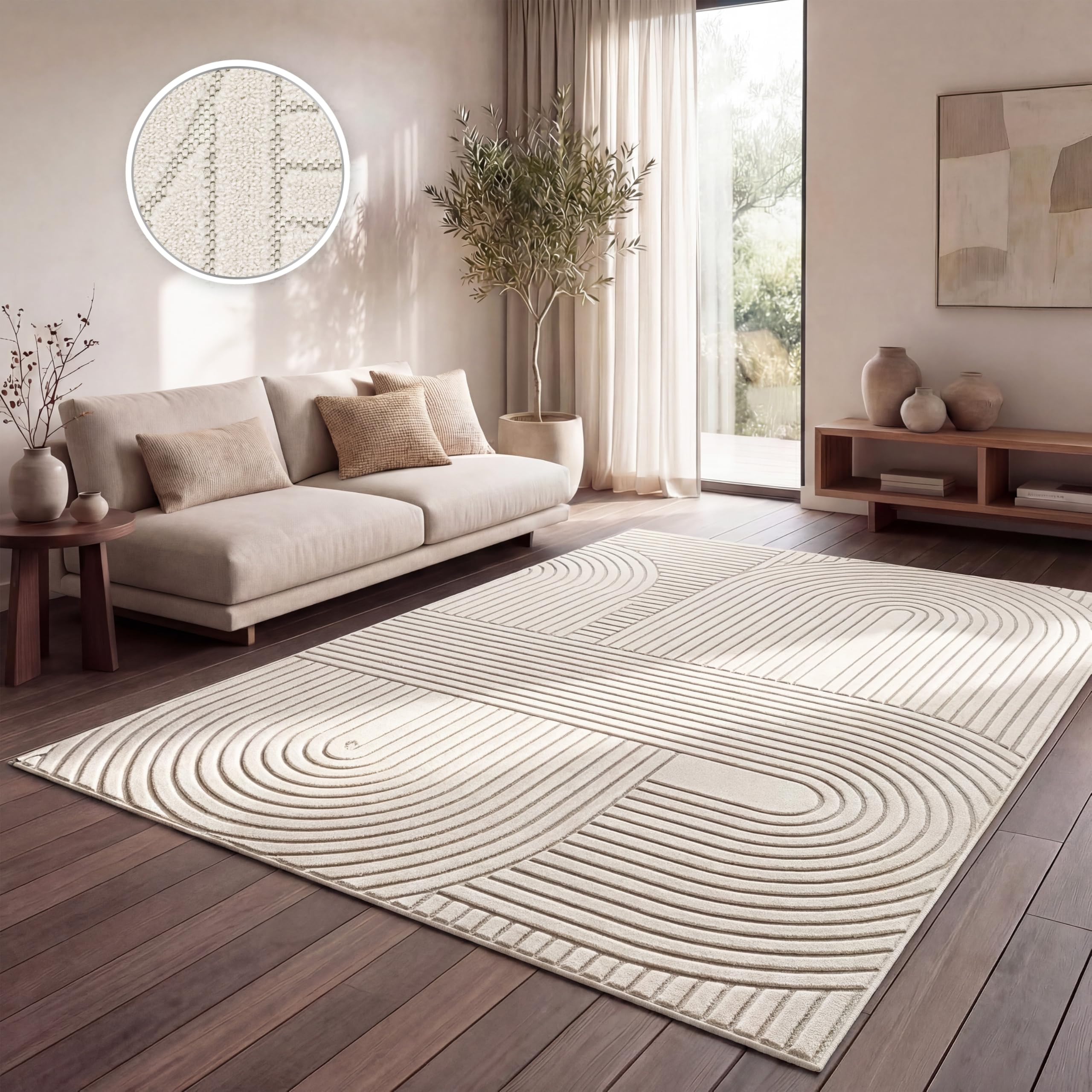 Paco Home Dywan Zewnêtrzny Taras Balkon Dywan Do Kuchni Skandynawski Boho Jednokolorowy Kremowy, Rozmiar:160x220 cm, Kolor:Krem 8