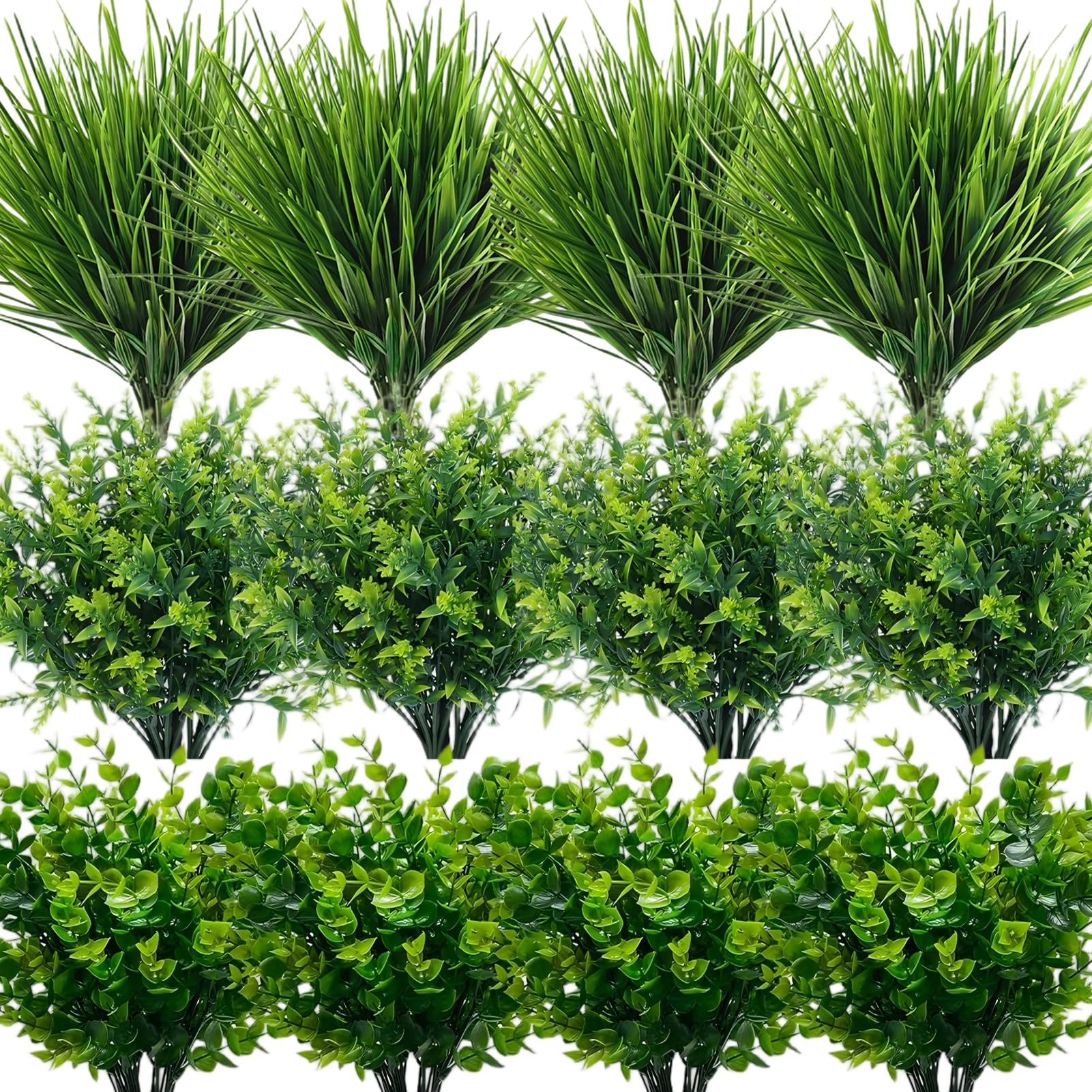 Regallop 18pcs Fake Hanging Plants, Artificial Potted Plants for Indoor Outdoor Aesthetic Office Living Room Shelf Decor (Green, 18 pieces)