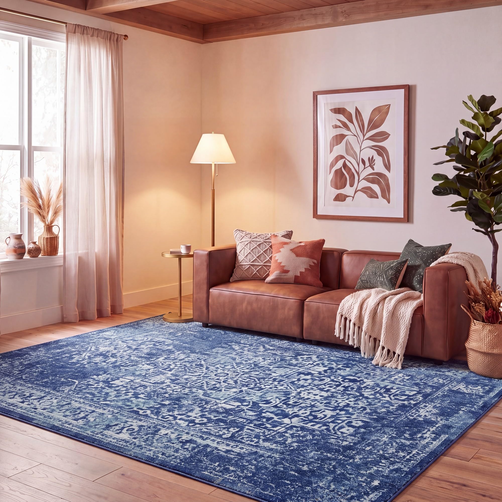 SAFAVIEH Evoke Area Rug 8x10 Large, Navy & Ivory EVK256A