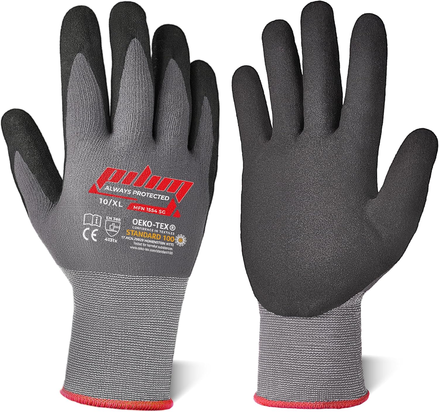 マイクロフォーム ニトリル安全作業用手袋 - 3/6/12組 ヘビーデューティーグリップグローブ 建設、ガーデニング、整備用