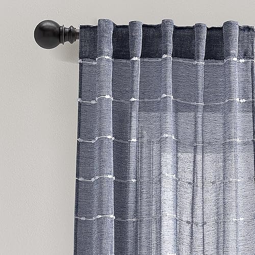 Miniatura 2 de Lush Decor Farmhouse - Par de paneles de cortinas traslúcidas con textura y pestaña trasera y bolsillo para barra, 38 pulgadas de ancho x 84