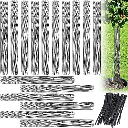 Paquete de 16 protectores de corteza de tronco de árbol de malla para guardería, 40 pulgadas de alto, expandibles para troncos de árboles, con