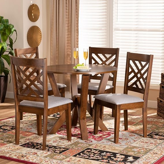 Baxton Studio Dining Sets, Grey/Walnut