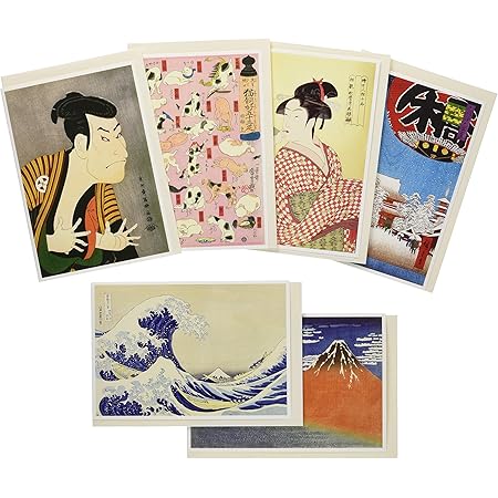 Amazon ピンナップ 人気柄 グリーティングカード 6種x2 12枚セット 浮世絵 和風クリスマス ポストカード 絵柄付はがき 文房具 オフィス用品