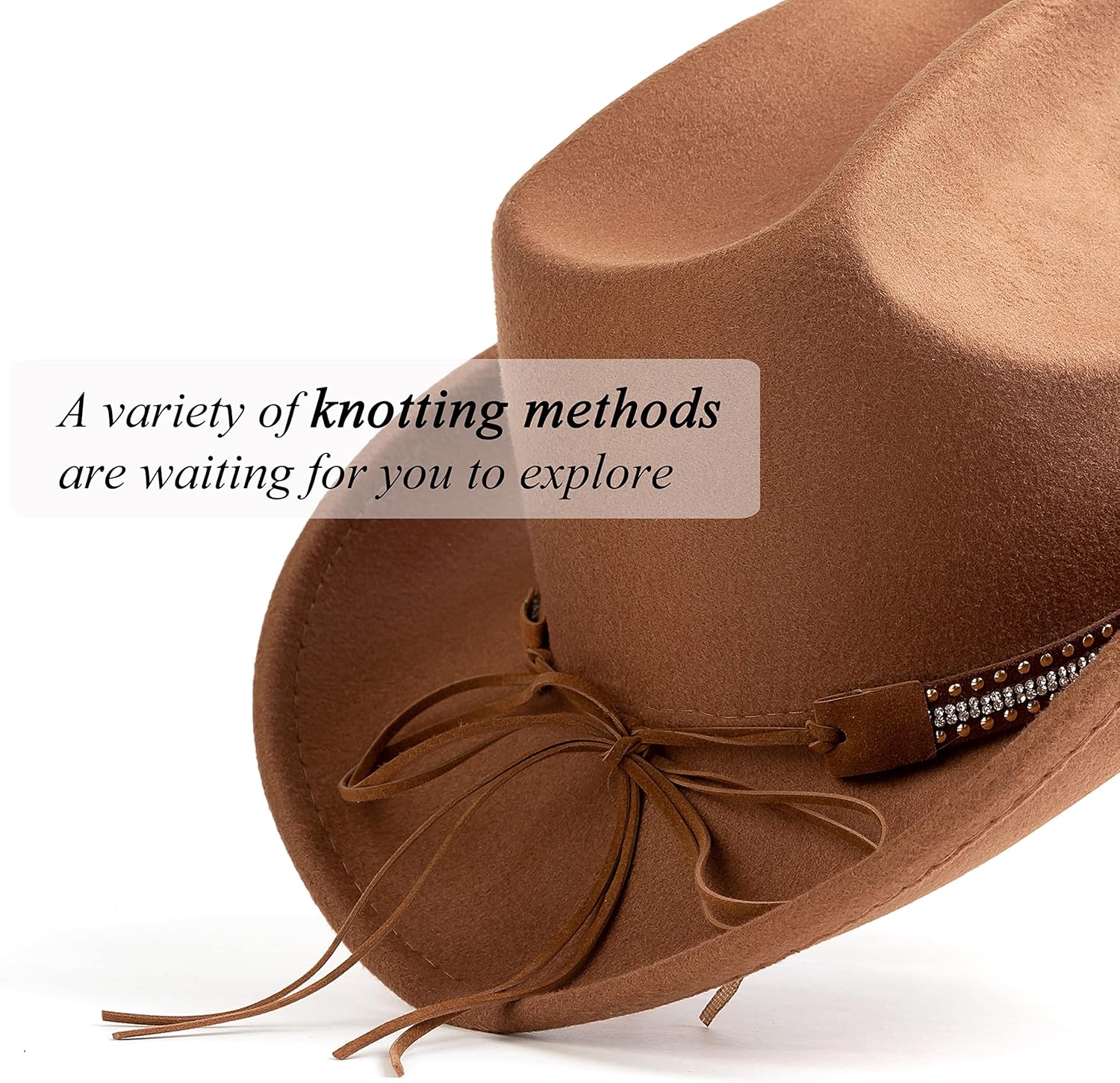 Lisianthus Men & Women's Felt Wide Brim Western Cowboy Outdoor Fedora Hats with Belt - Image 9