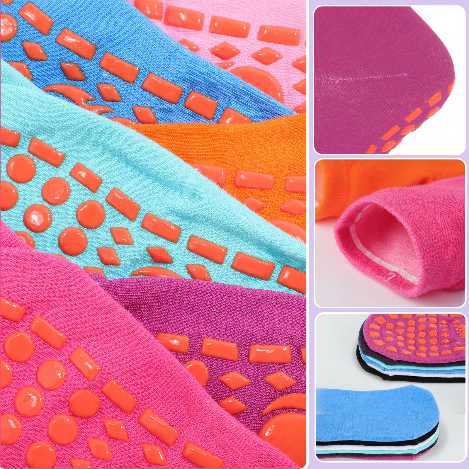 Hercicy 39 Paar rutschfeste Socken mit bunten rutschfesten Socken für Herren, Damen, Sport, Yoga, Pilates, Knöchelsocken