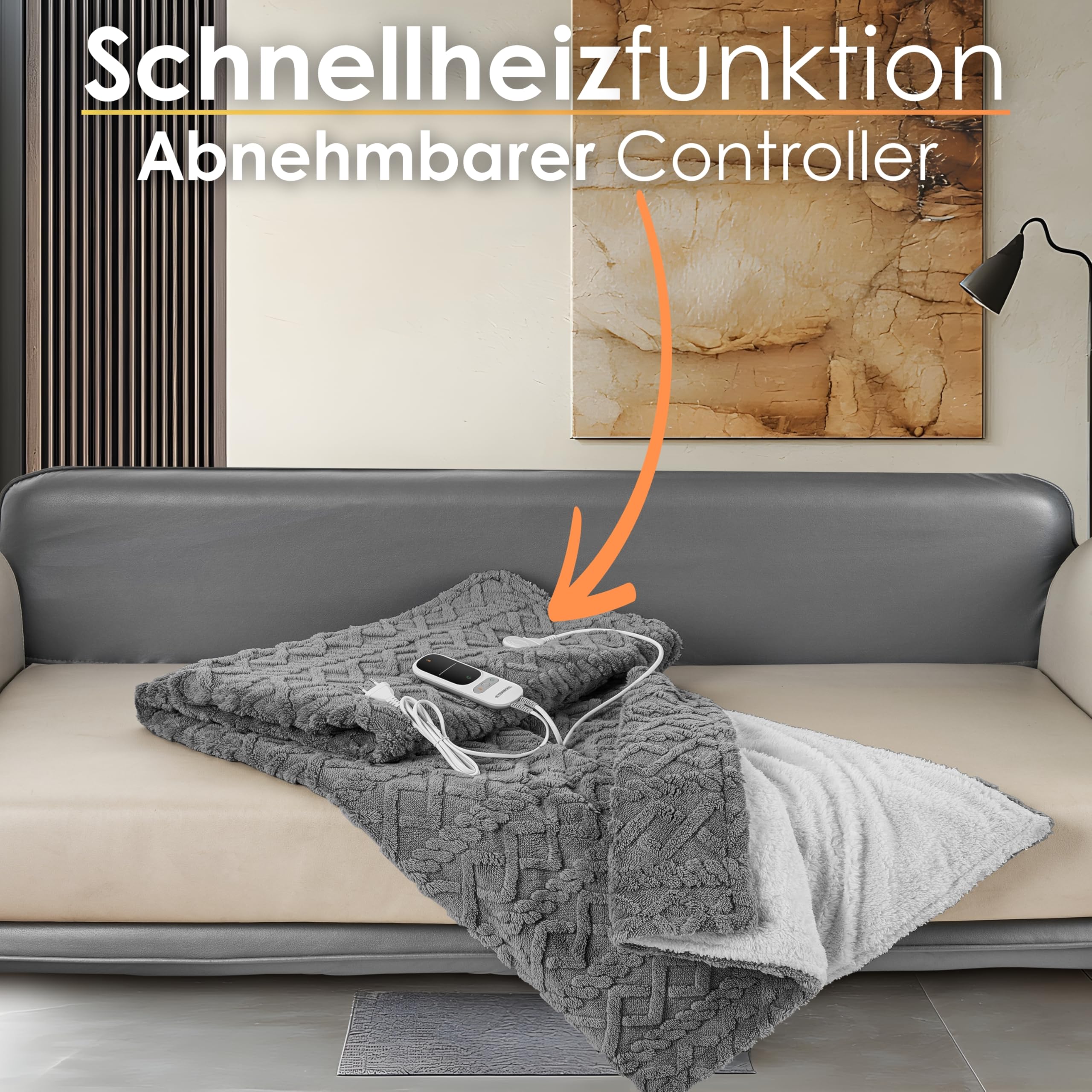 Koc grzewczy z automatycznym wyłącznikiem, przytulny, 180 x 130 cm, elektryczny koc grzewczy, koc na łóżko, sofę, koc termiczny, 9 stopni prania w temperaturze do 40°C