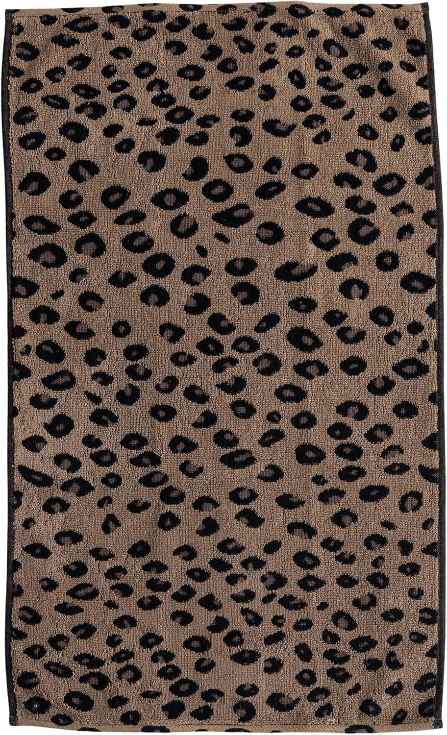 Creative Co-Op Woven Cotton Terry Square Hand Towel with Leopard Print Pattern, Black, Natural and Brown