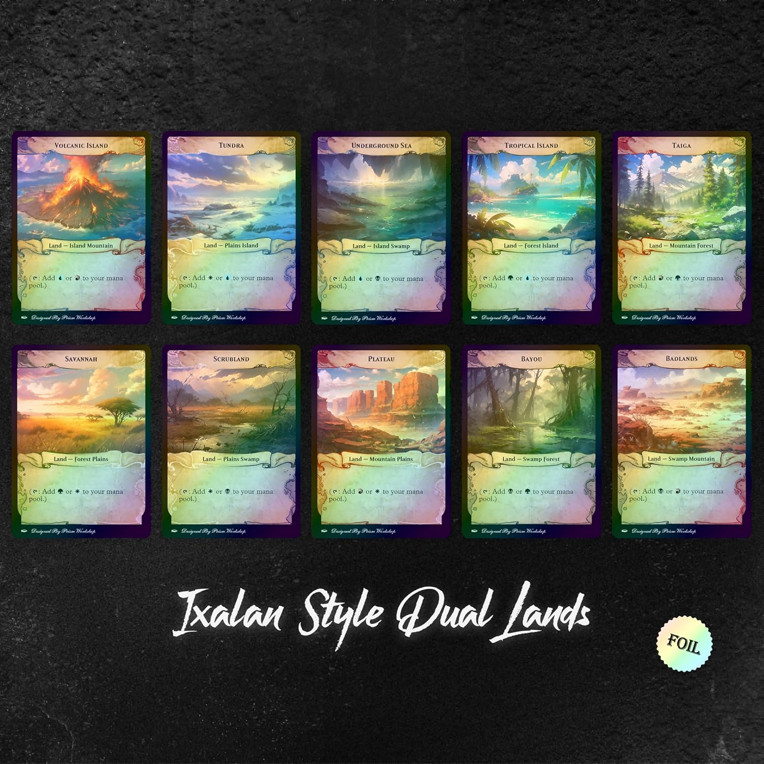 Proxy Cards for Magic The Gathering, Alternative Custom Art DIY Cards, Ixalan Sytle Dual Lands, Foil