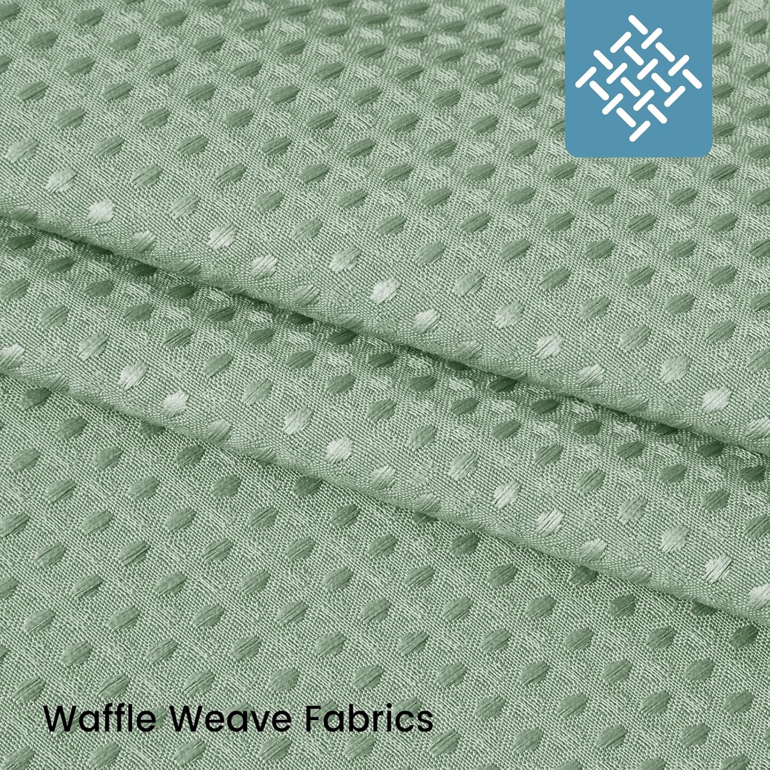 Ringless Waffle Shower Curtain with Snap in Liner Set, 71x80, Sage Green image 4