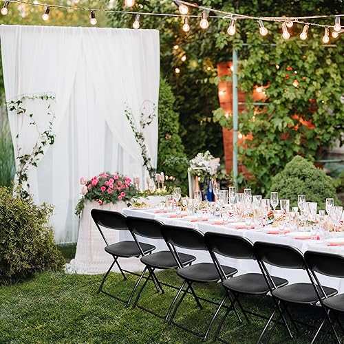 Miniatura 2 de Raysfung Juego de 10 sillas plegables de plástico, sillas comerciales portátiles con marco de acero para fiestas, bodas, eventos, oficina,