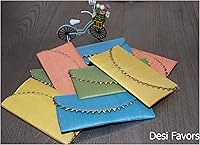 Vista 12 de Desi Favors Sobres decorativos de brocado rojo y naranja Shagun, Eid, Diwali, Navidad, recuerdo de boda, compromiso, fiestas, regalo MoneyCash