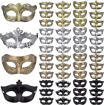 Amazon.com: FEQO 48 Pieces Masquerade Masks Venetian Vintage Antique ...