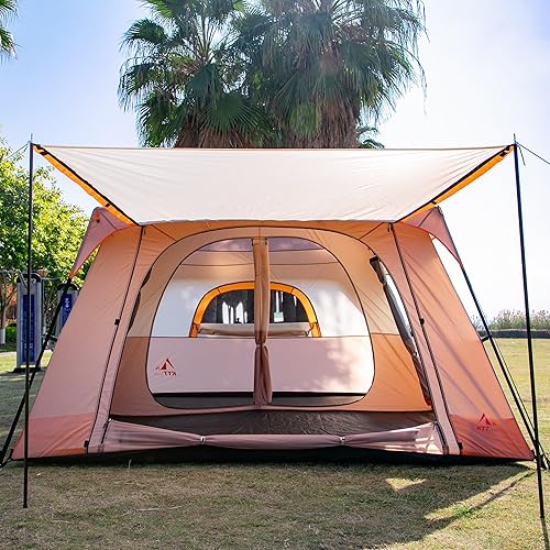 Miniatura 9 de KTT Extra Large Tent 10-12-14 Person(A),Family Cabin Tents,2 Rooms,3 Doors and 3 Windows with Mesh,Straight Wall,Waterproof,Double Layer,Big Tent