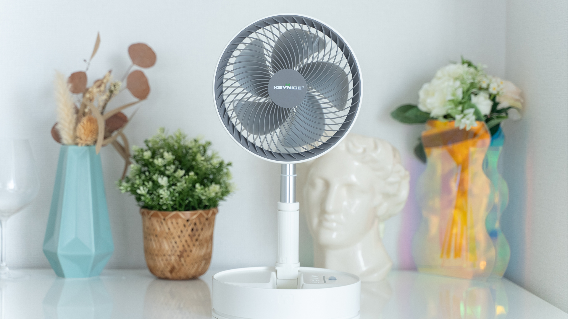 Keynice 扇風機 KN-Q8Pro 折り畳み 無段階伸縮式 首振り卓上扇風機 DC 