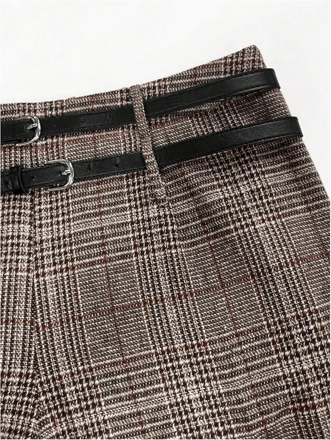 SOLY HUX Women's Plus Size Dress Pants Plaid Wide Leg High Waisted Work Office Tailored Pants with Belt - Image 4