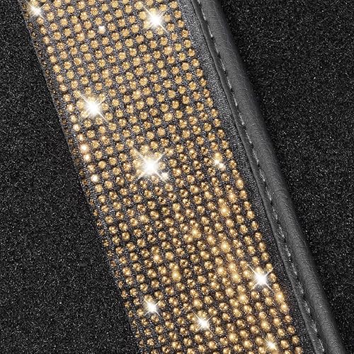 Miniatura 5 de NBTEPEM Juego completo de tapetes dorados para automóvil, ajuste universal para la mayoría de automóviles, SUV, camiones, 4 alfombras de diamante