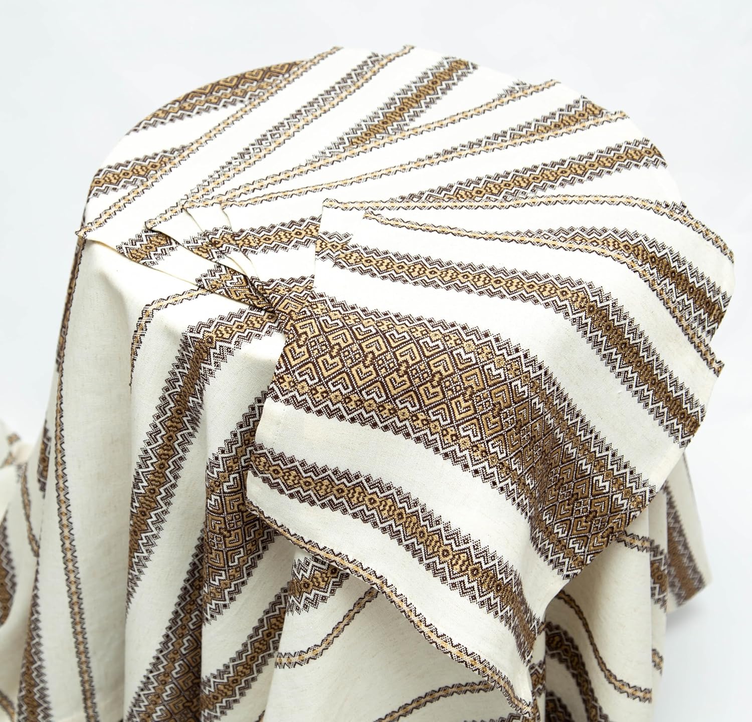 Rushnichok Set Tablecloth + 6 Napkins Gray Brown Ukrainian Ornament Slavic Decorative Folk Decor 90 x 55/230 x 140 cm