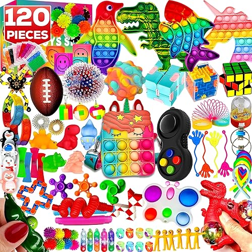 Paquete de 120 juguetes fidget, set de regalos sensoriales pop para fiestas, regalos para niños, adultos, niños y niñas, rellenos para calcetines