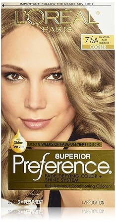 L'Oreal Paris Superior Preference Fade-Defying Color Plus Shine System, 7.5A Medium Ash Blonde