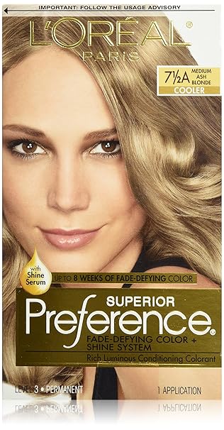 L'Oreal Paris Superior Preference Fade-Defying Color Plus Shine System, 7.5A Medium Ash Blonde