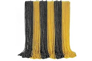 72PCS Bead Necklaces, Metallic Gold Black New Year Bead Party Favors -...
