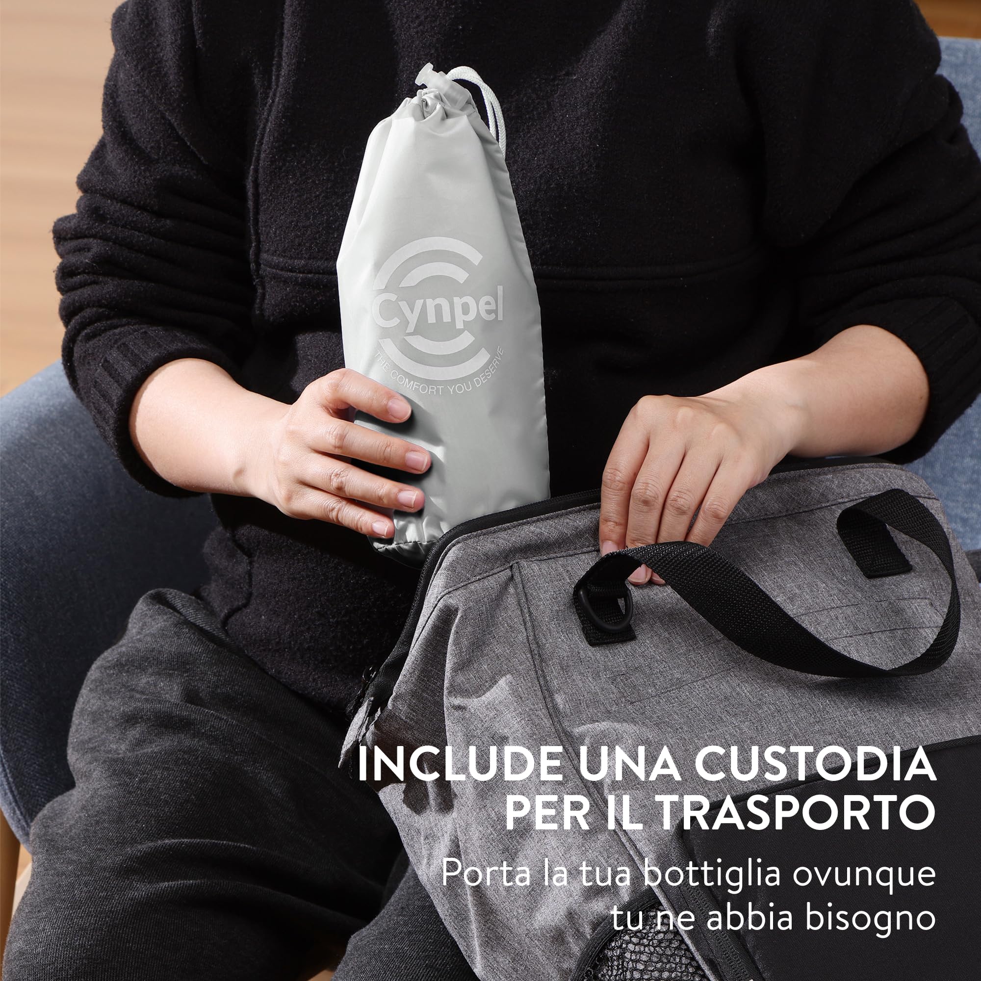 Cynpel Bidet Portatile Post Parto - Bidet da Viaggio Pieghevole - Peri Bottle Post Partum - Pompetta Sollievo Emorroidi - Design Ergonomico Facile da Usare - Antigoccia per il Trasporto - Grigio