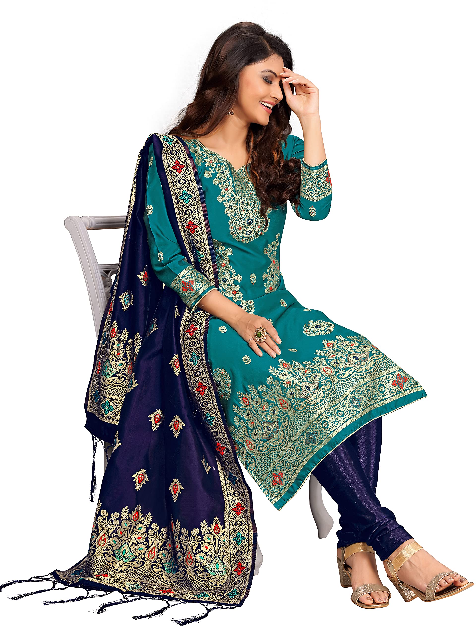 TRENDMALLS Abito da donna in seta Salwar Set cucito indiano pakistano abito etnico da sposa pronto da indossare