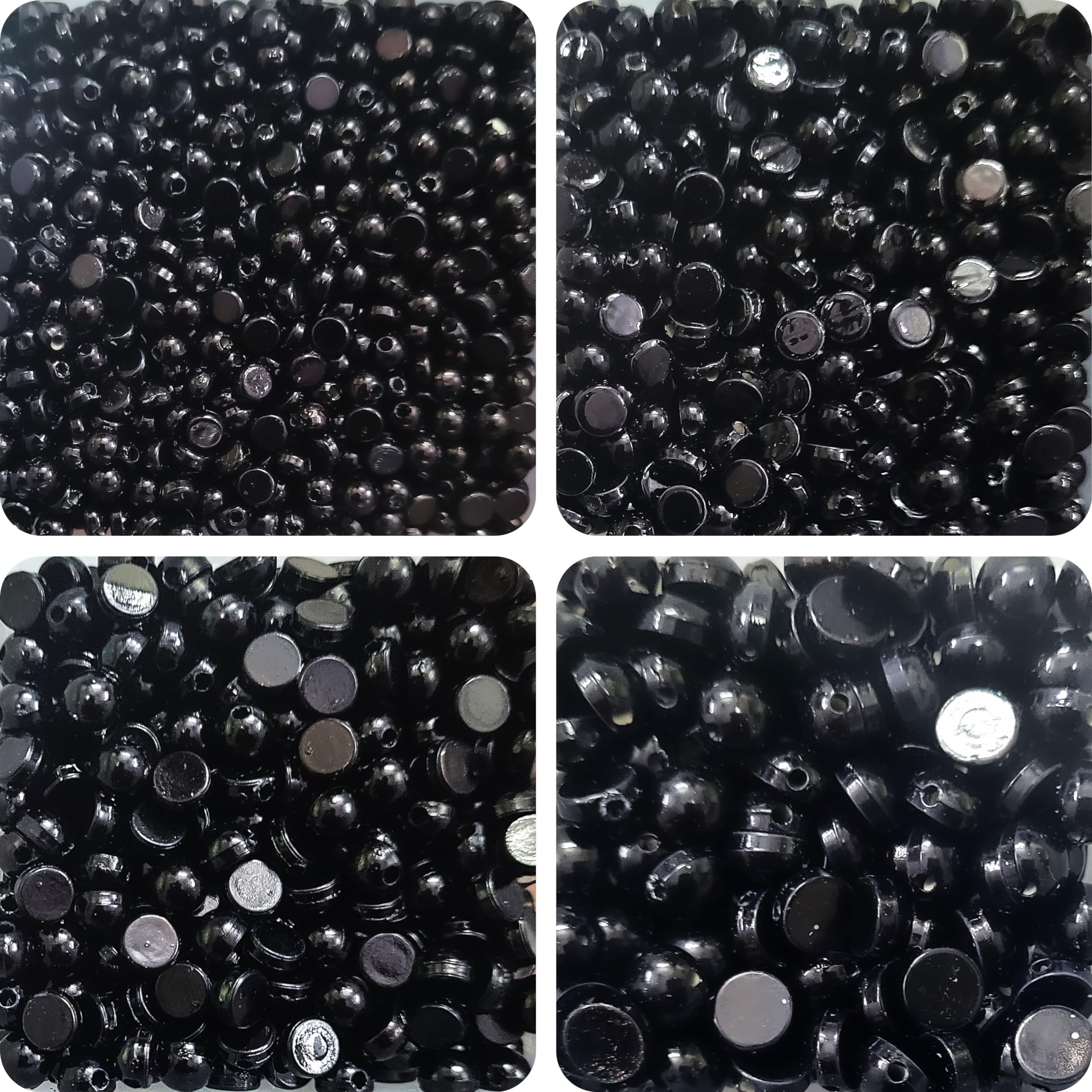 INDIKONB Black Half Cut Beads for Crafts and Embroidery - Multicolour Plastic Beads for DIY Projects, Jewelry Making, and Embellishments (Small)