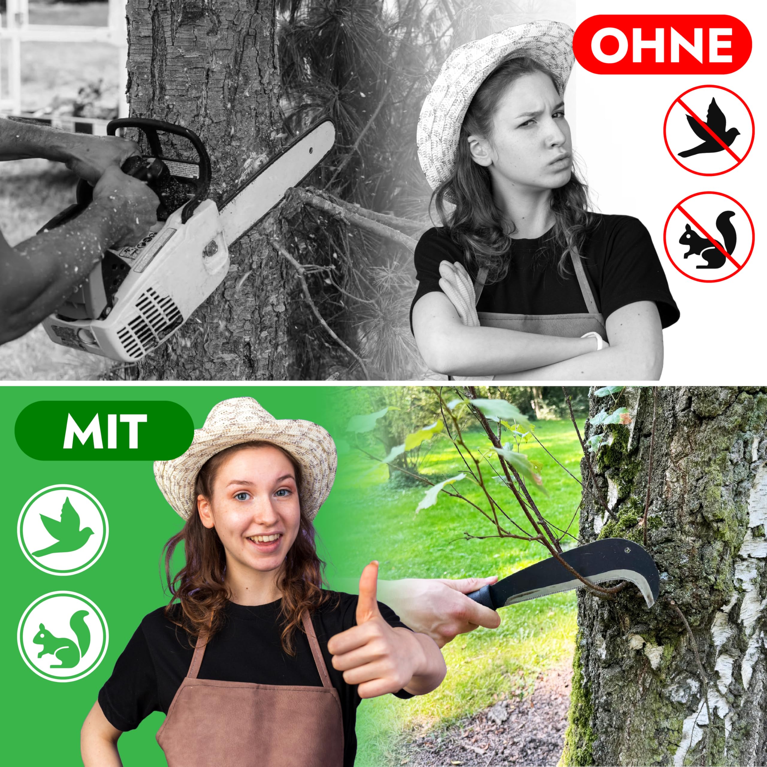 Schweizer Gertel - traditionelle scharfe Machete - nachhaltige Sichel 34cm- inklusive gratis Schleifstein – umweltfreundliche Handsichel