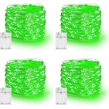 Dazzle Bright Fairy Lights Battery Operated, 4 Pack Total 80FT 240LED Silver Wire Waterproof String Lights, St. Patricks Day Christmas Decorations for Indoor Outdoor Bedroom Yard Decor, Green