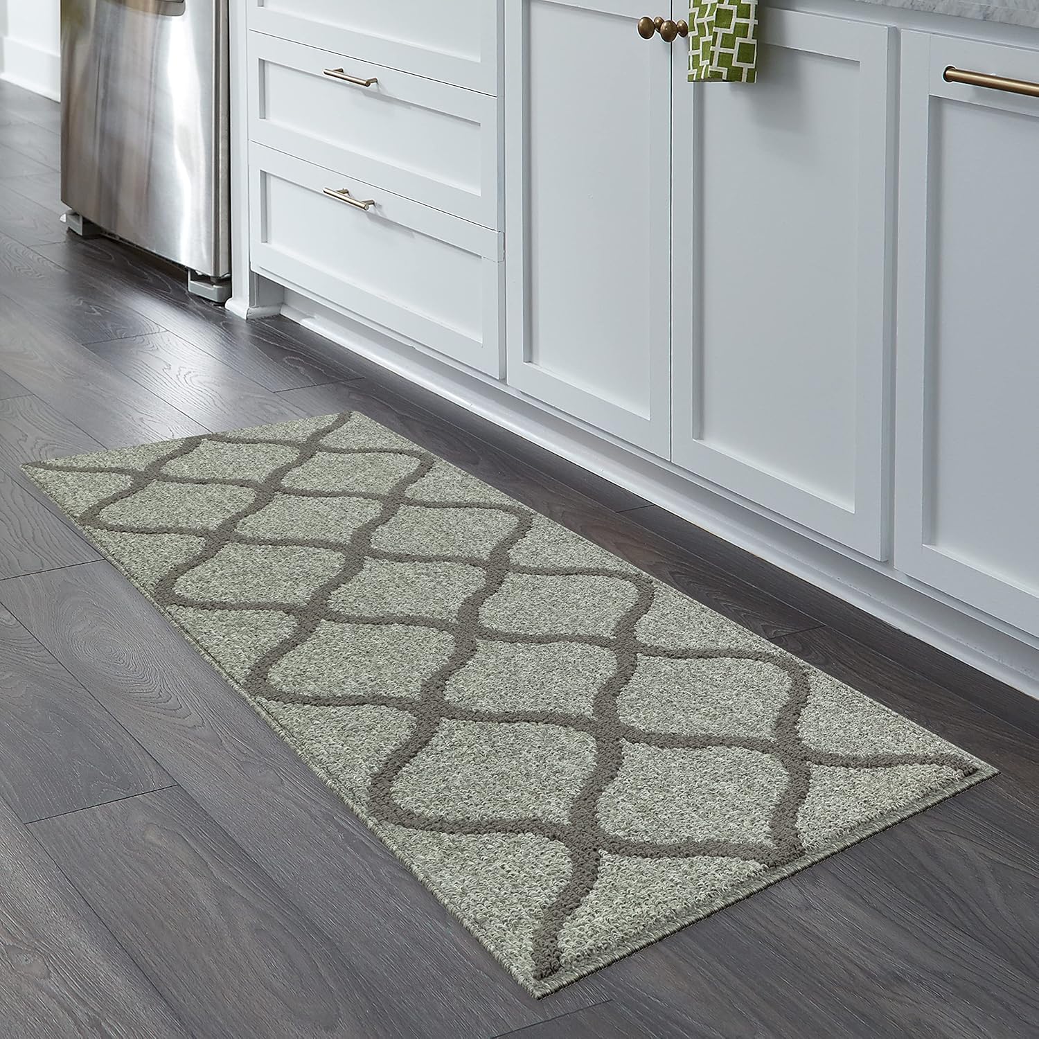 Maples Rugs Rebecca Contemporary Runner Rug Non Slip Hallway Entry Carpet [Made in USA], 1'9" x 5', Silver