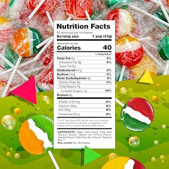 Fruit Lollipops, Hard Candy Individually Wrapped, 80 Count, 2 Lb Bag
