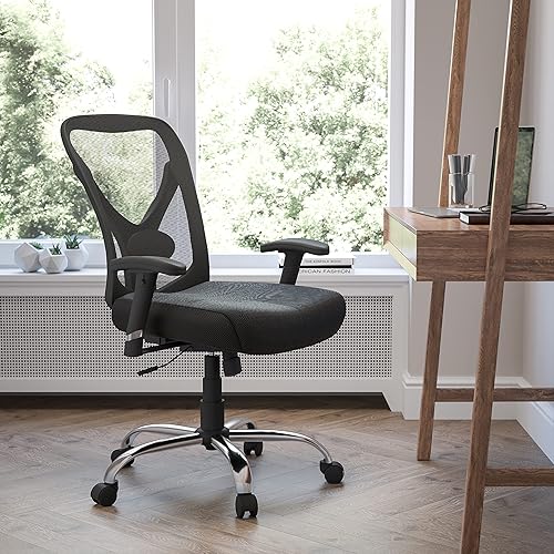 Miniatura 2 de Flash Furniture Silla de oficina grande y alta | Silla de oficina giratoria de malla de altura ajustable con ruedas